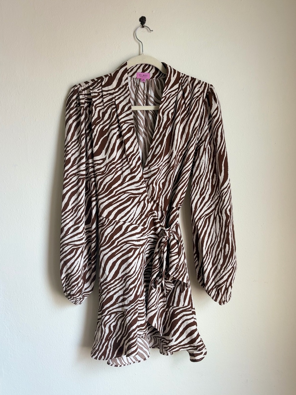 Francesca’s Brown Zebra Wrap Dress